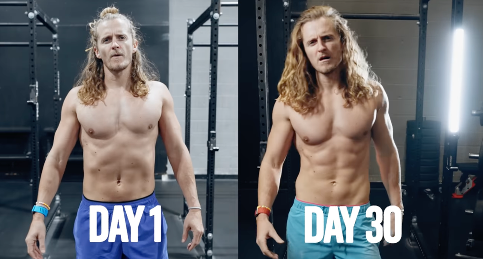 sidebyside comparison of physical transformation over 30 days
