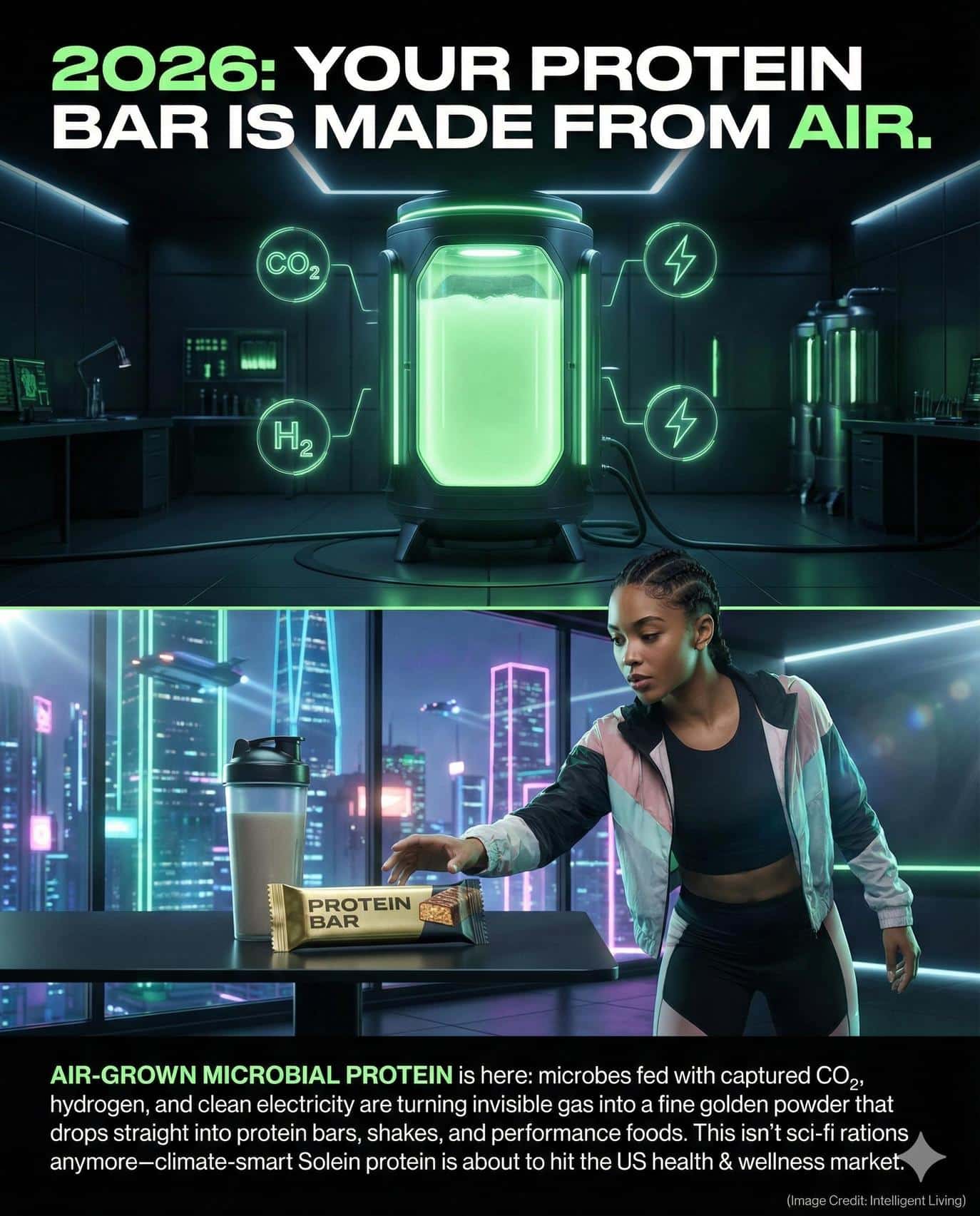 Protein sovereignty becomes attainable when bioreactors localized in any geography can generate essential amino acids using only captured emissions and clean power.