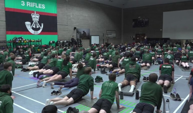 Fitness firmly in focus as 3 Rifles infanteers swap their weapons for wellness