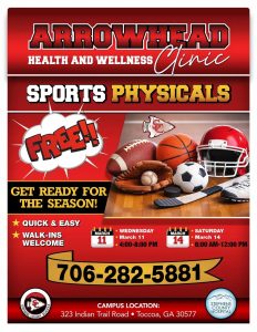 Arrowhead Health and Wellness Clinic offering Free Sports Physicals to Stephens County School Students 