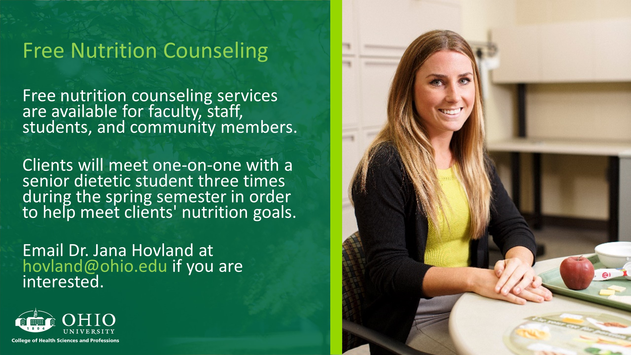 A flyer with information about a free nutrition screening series.