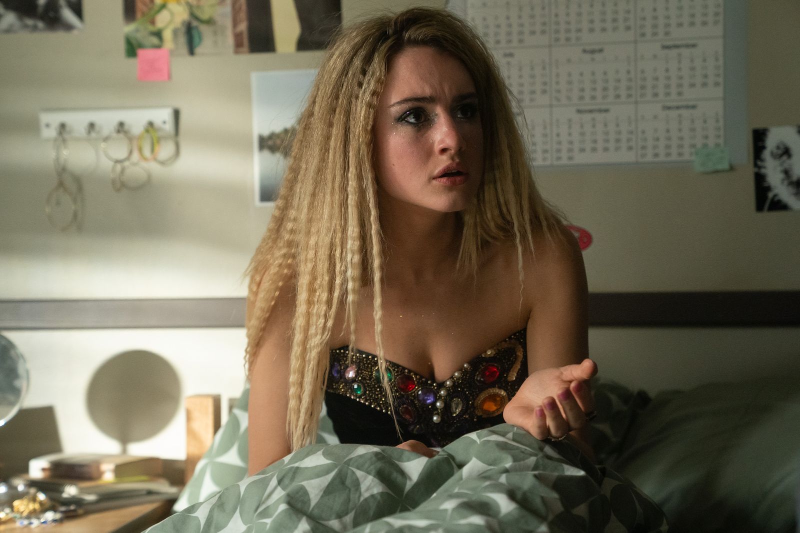 Image may contain Grace Van Patten Blonde Hair Person Adult Baby Face and Head