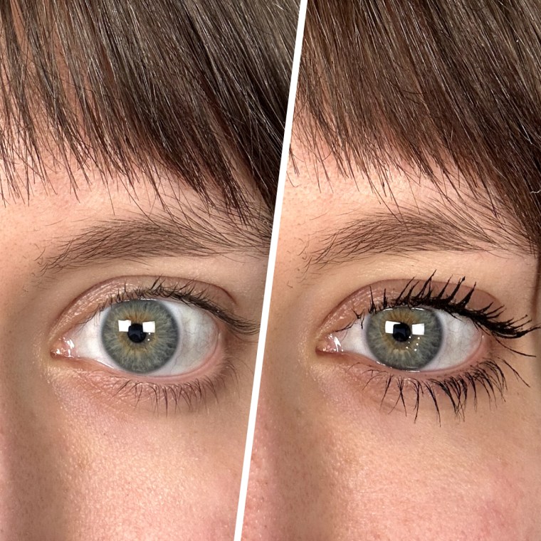 Before and after using the Maybelline Sky-High Mascara