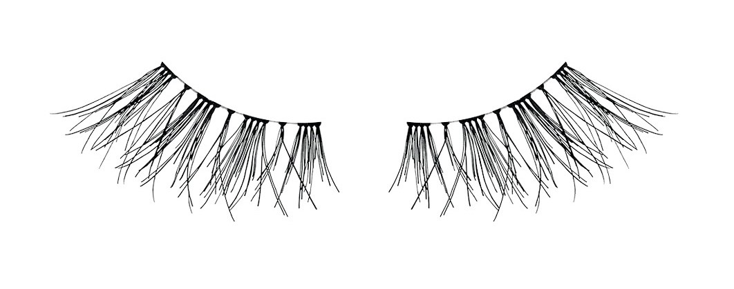 Pair of black false eyelashes.