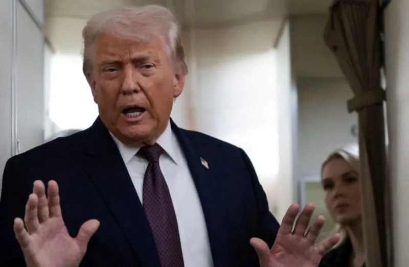 US PRESIDENT Donald Trump speaks to reporters over the North Atlantic as he returns to Washington from the World Economic Forum in Davos, Switzerland, aboard Air Force One, US, January 22, 2026. (credit: REUTERS/JONATHAN ERNST/FILE PHOTO)