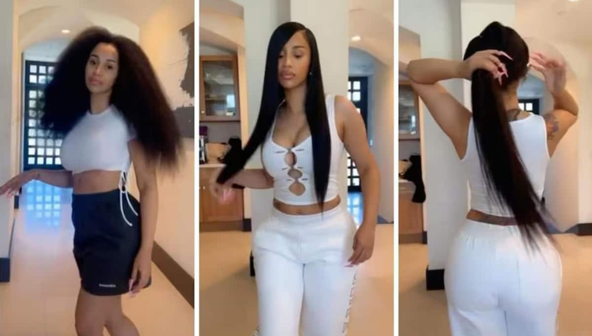 In 2022, she posted a video showing off her length and shine after styling.