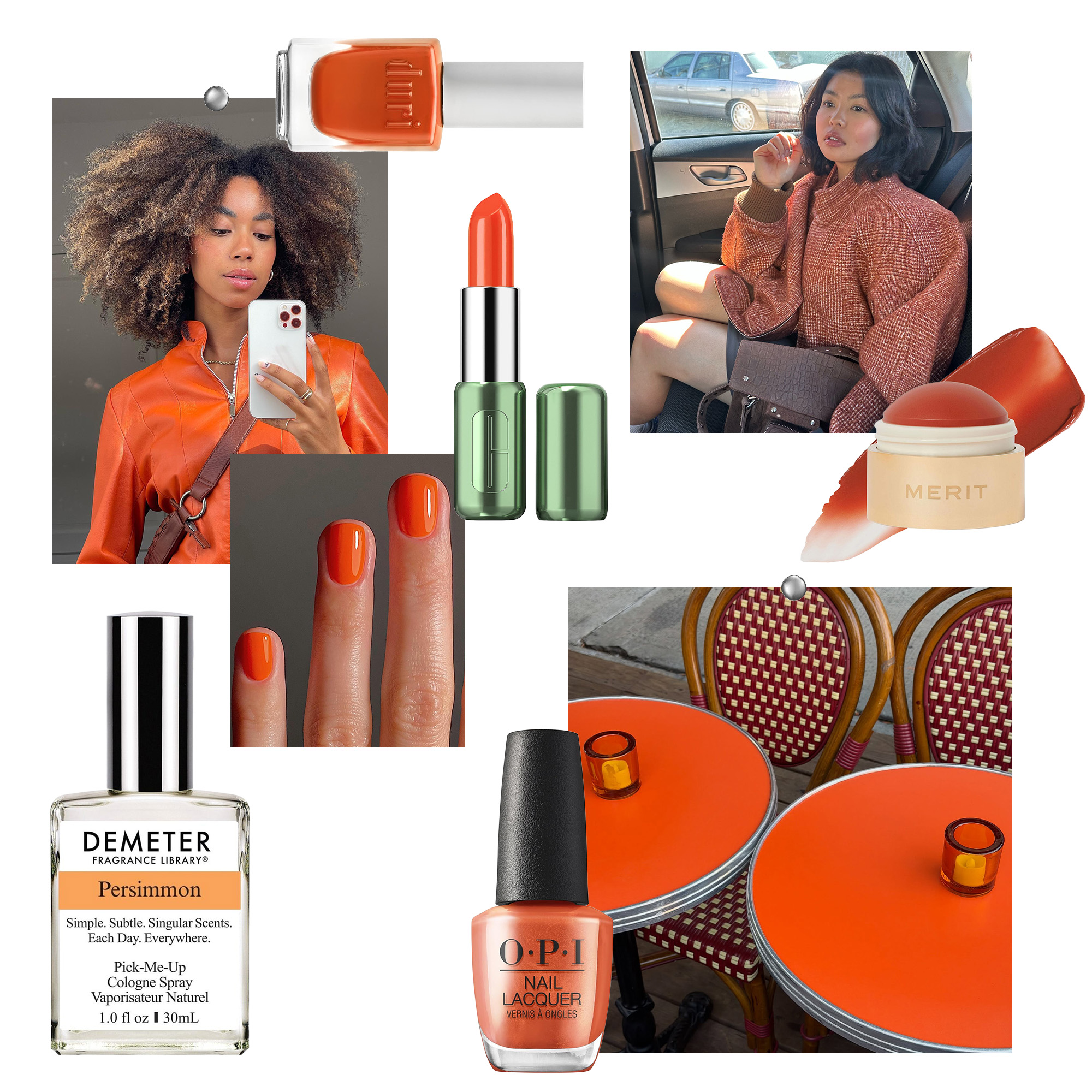 Amaka Hamelijnck and Allison Ho with a café shot by Mimi Nguyen and persimmon-colored beauty favorites