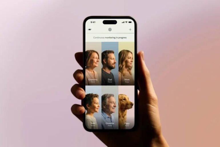 A smartphone showing different family profiles in the Luffu app