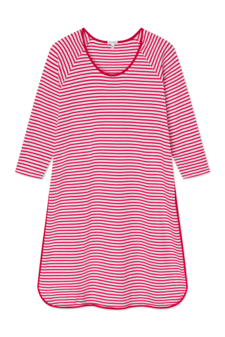 Pima Long Sleeve Nightgown in Classic Red Voyager Stripe