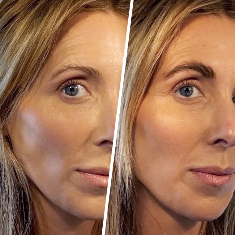 Sarah Eggenberger before and after using the E.l.f. Wow Eyebrow Enhancer Gel