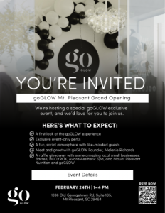 Grand Opening Invite 2 Mount Pleasant Welcomes goGLOW: A New Wellness-Focused Custom Airbrush Tan Experience