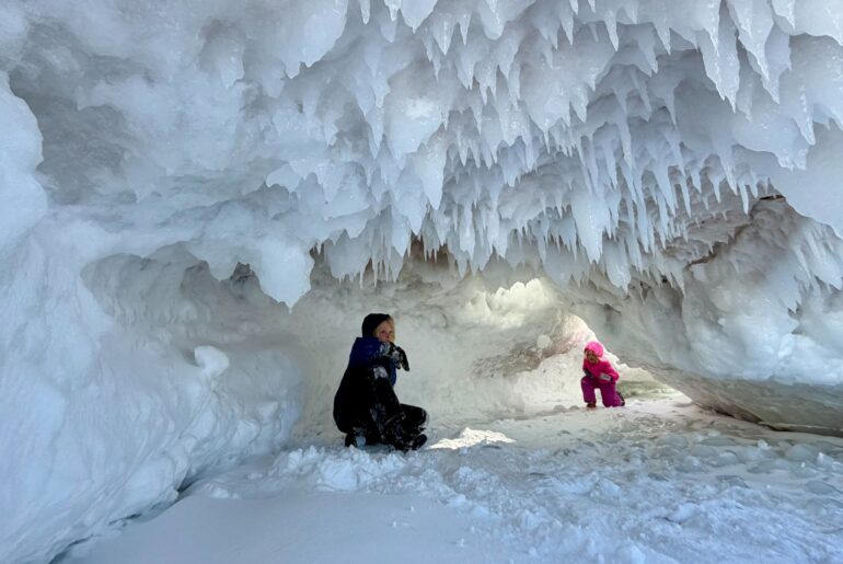 Ice caves forming on the Great Lakes, bringing beauty and danger