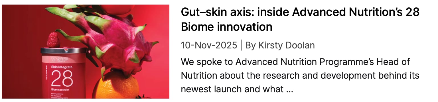 NutraIngredients coverage of Advanced Nutrition's Skin Biome