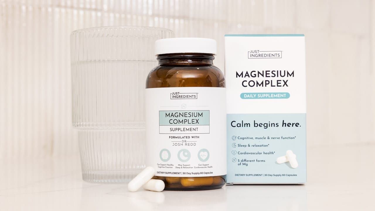 Just Ingredients’ Magnesium Complex dietary supplement bottle and packaging