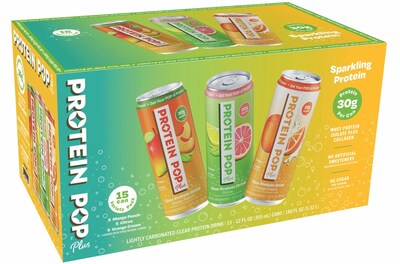 Protein Pop Plus delivers 30 grams of protein and comes in three flavors - Citrus, Mango Peach, and Orange Cream. Protein Pop Plus delivers 30 grams of protein and comes in three flavors - Citrus, Mango Peach, and Orange Cream.