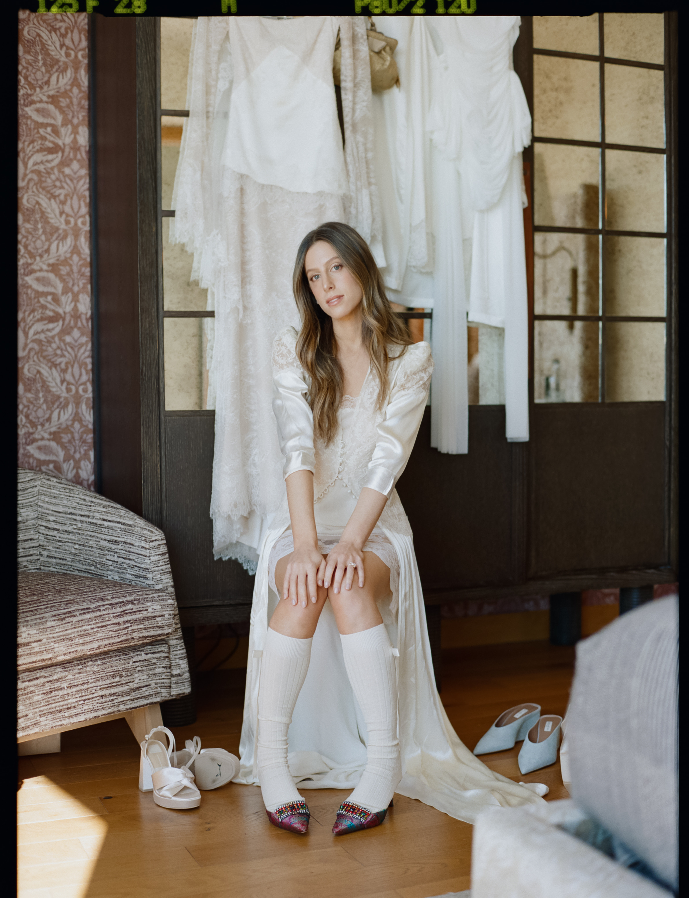 Photo of Jamie Schneider getting ready for her wedding