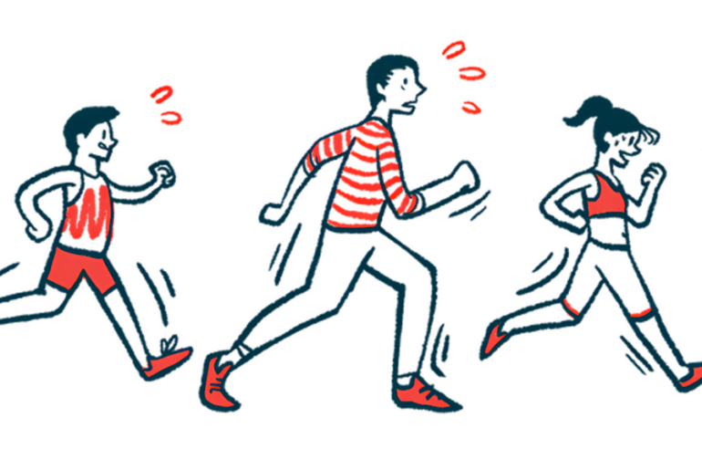 A group of people are seen running.