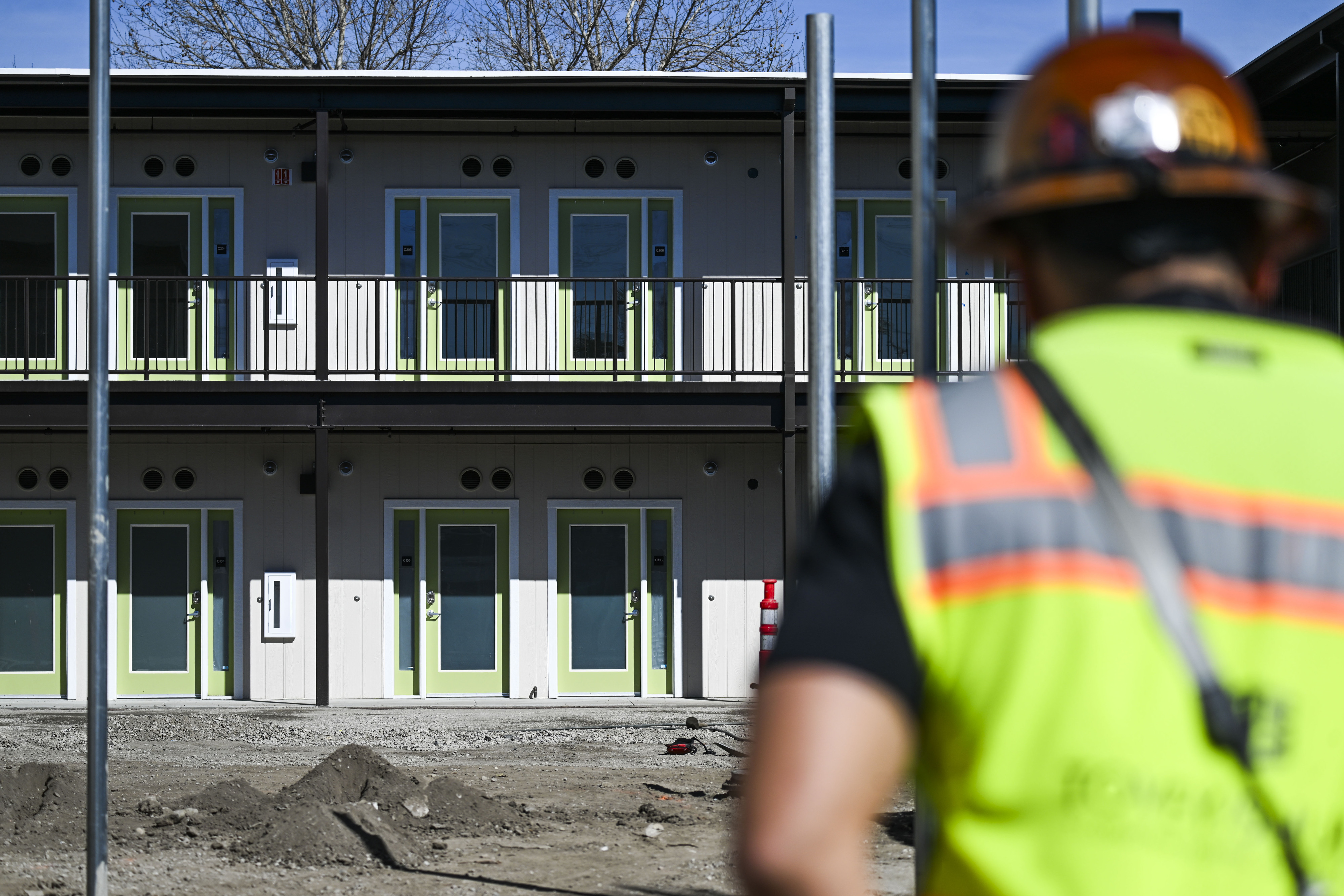 Justin Lee, construction superintendent, tours the nearly finished San Bernardino...