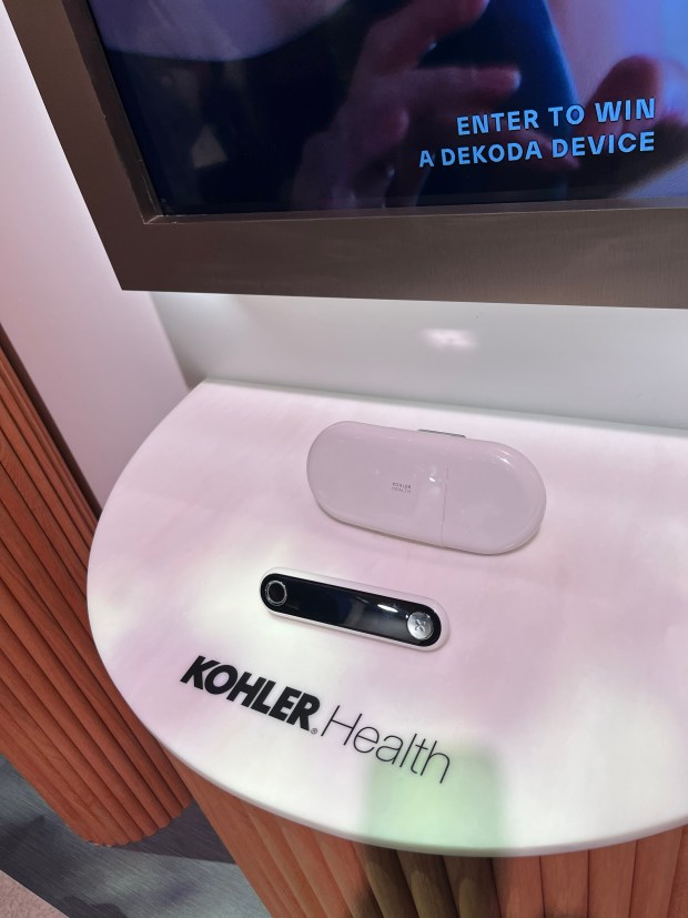 Kohler Health launched its new line of wellness products with Dekoda, which attaches to toilet bowls and uses advanced optical sensors to monitor the users' hydration and gut health. (GrowthSpotter staff)