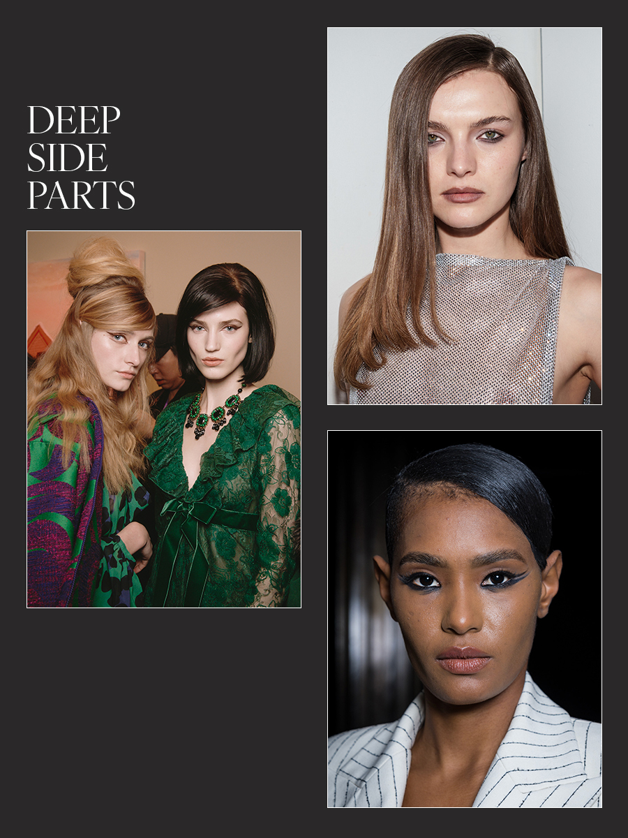 Photo collage of NYFW beauty trends