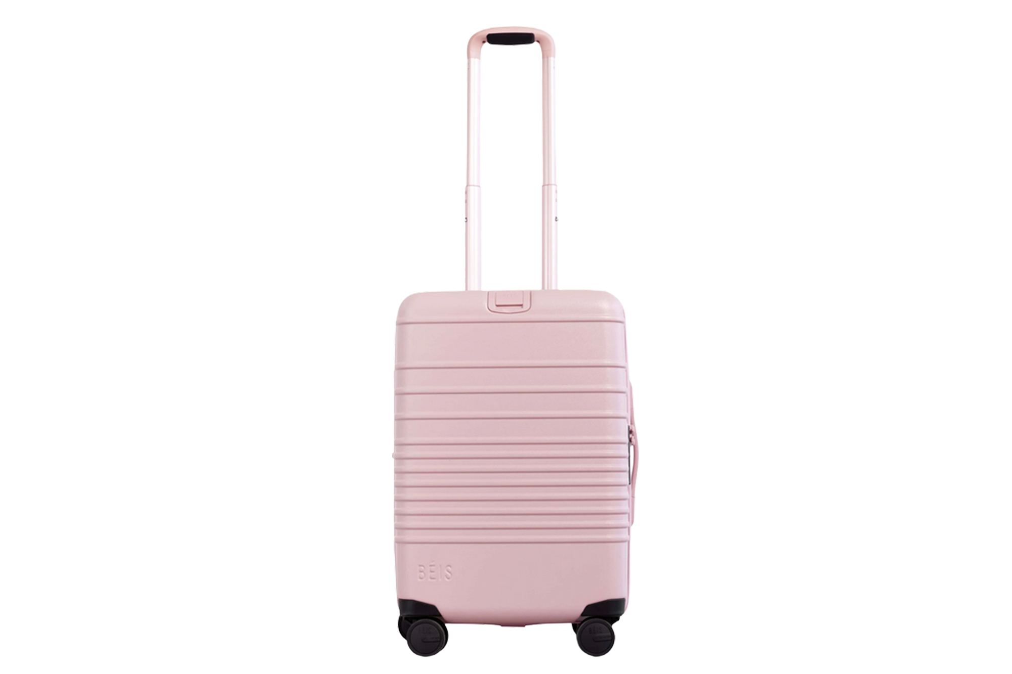 Pink BÉIS carry-on luggage.