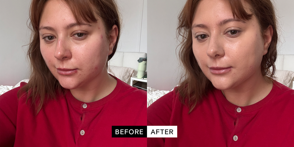 Comparison of two selfies showing hair transformation.