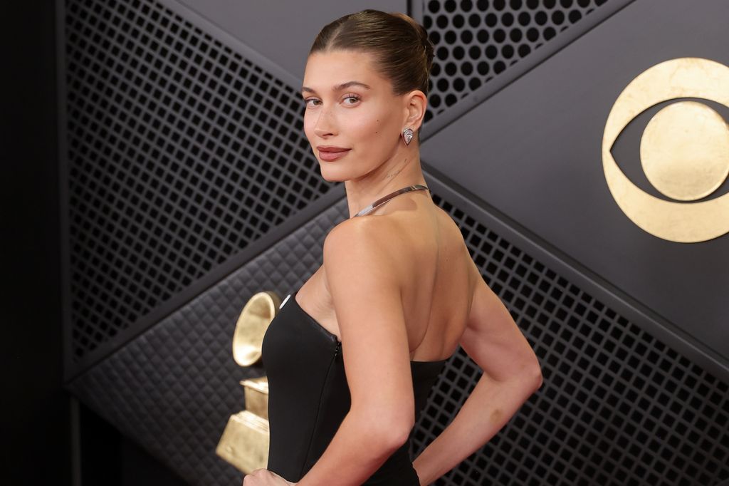 Hailey Bieber in black dress