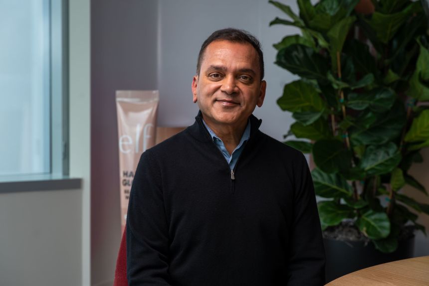 E.l.f. CEO Tarang Amin spoke with CNN in Oakland, California, on February 10.