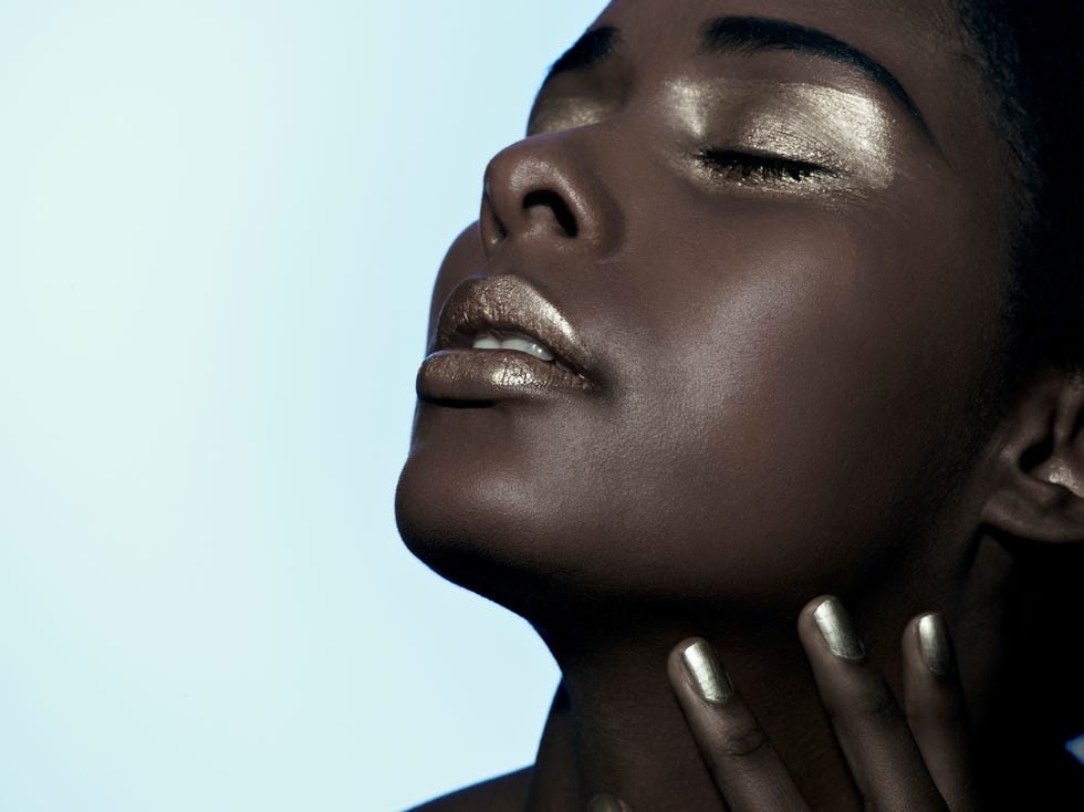 Black females face tilted back