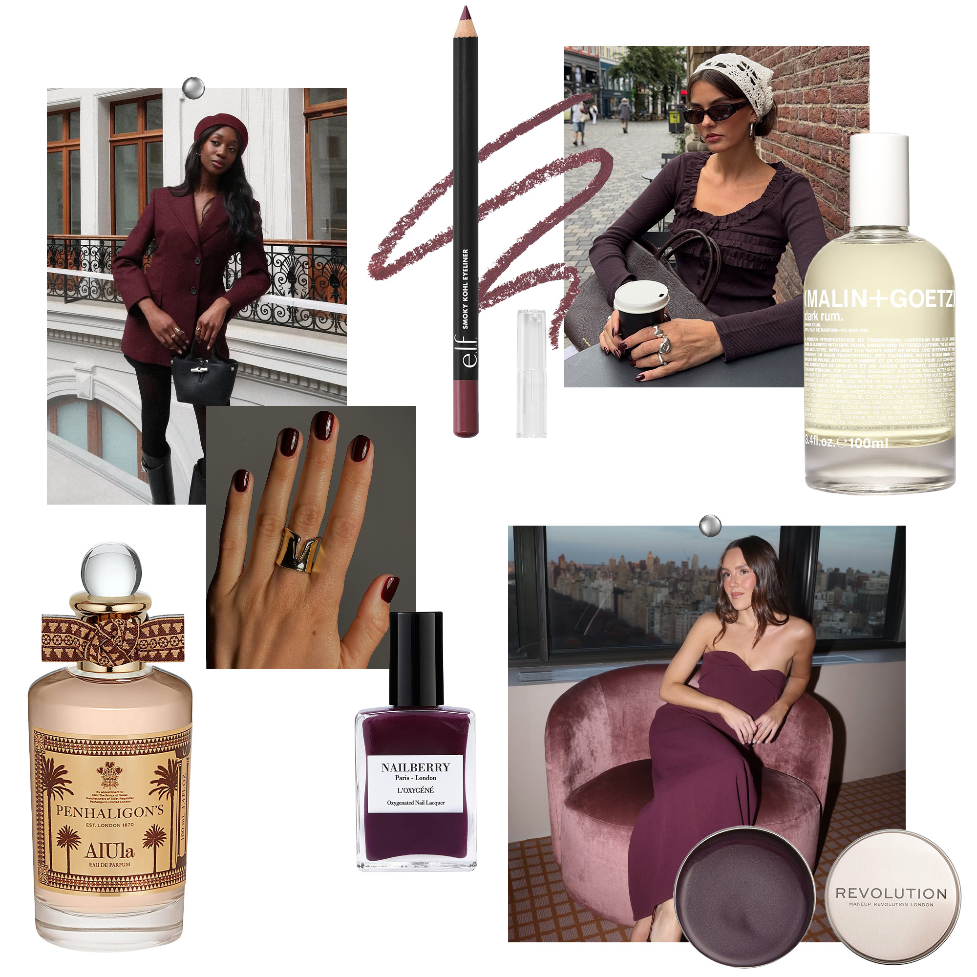 Emmanuelle Koffi, Mary L. Jean, Emma Leger, and a manicure by Mateja Novakovic with plum noir beauty favorites