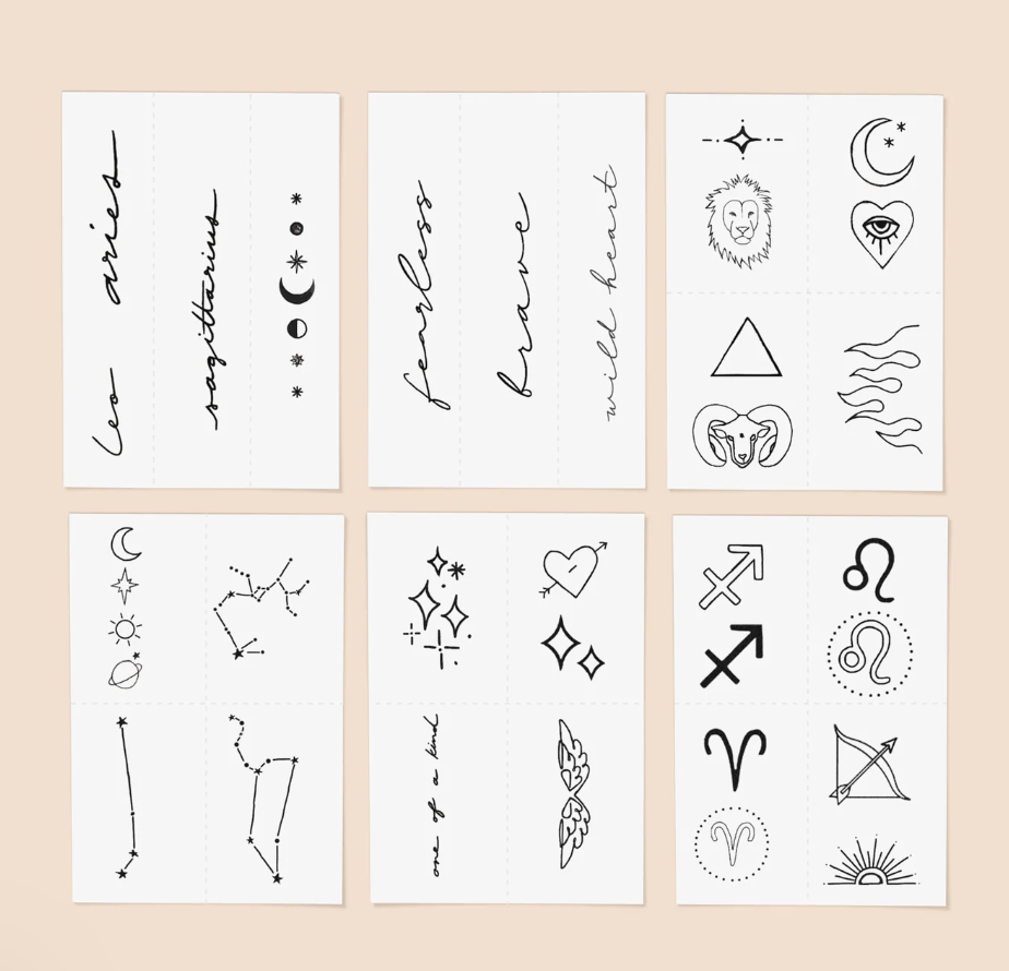 Inked by Dani, Zodiac: Aries + Leo + Sagittarius Temporary Tattoos