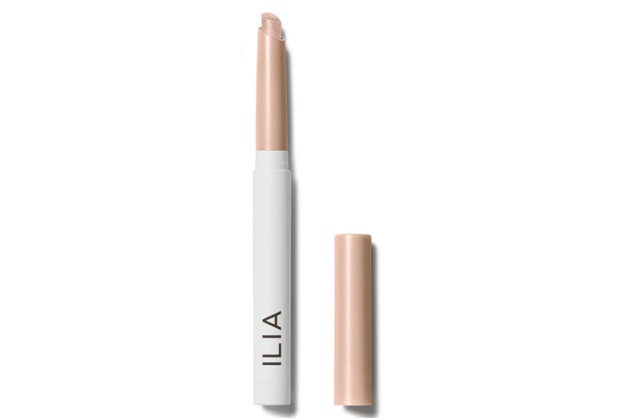 ILISA eye shadow stick in beige, with the cap off.
