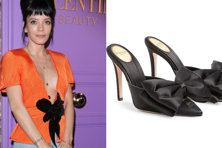 Lily Allen is seen arriving at the Valentino Beauty at House Party Soho on Thursday in London, England.