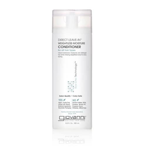 Giovanni Direct Leave in Weightless Moisture Conditioner - Co-Wash, Great for Curls & Wavy Hair, Wash & Go, Salon Quality, No Parabens, Infused With Natural Botanical Ingredients - 8.5 Oz