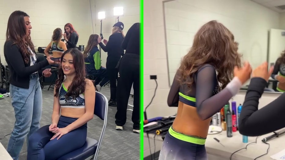 Chromatique Salon doing Seahawks Dancers hair