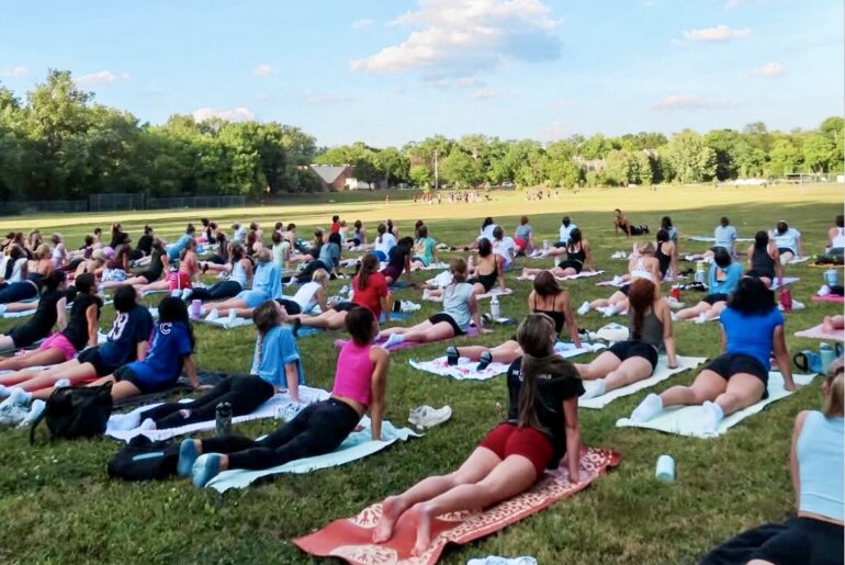 CHAARG members doing yoga outside (courtesy of Brynn Davis).