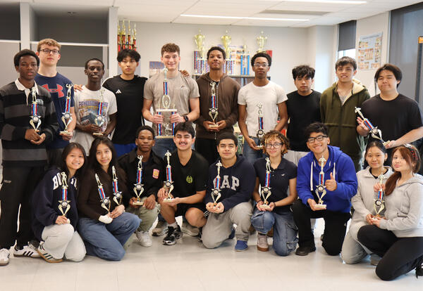 Group photo of our cadets showing off their medals from the JROTC Fitness Competition