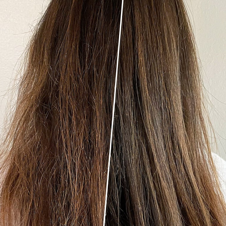 Before and after image of someones hair