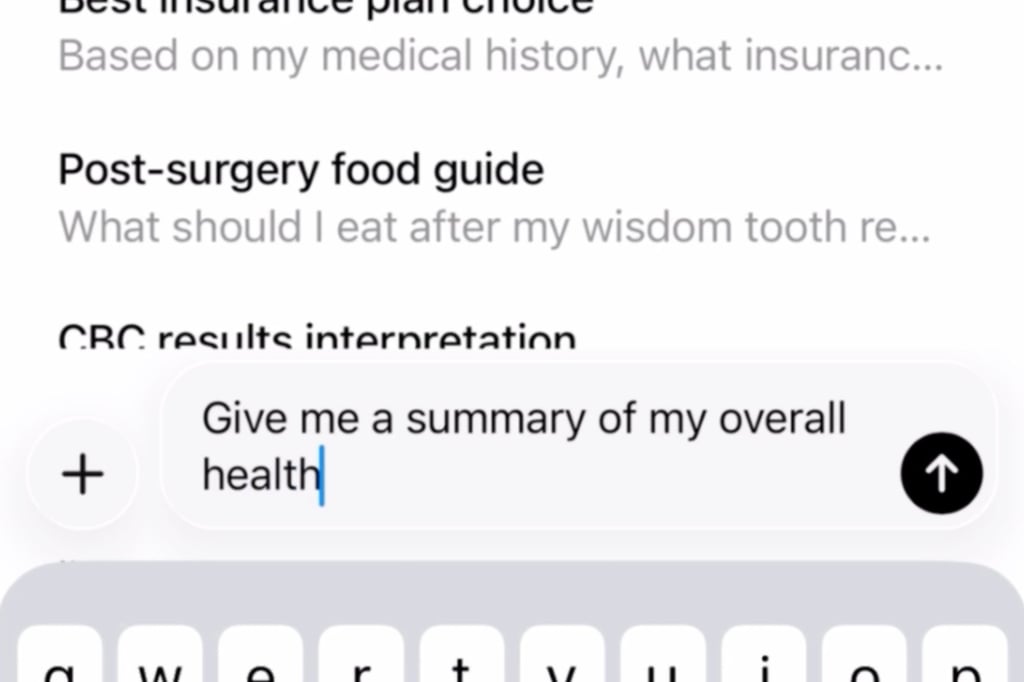 This image by OpenAI shows a health chatbot on a phone app. Photo: OpenAI via AP