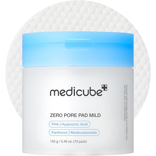 Medicube Toner Pads Zero Pore Pad Mild 2.0 | Gentle Calming Toner Pad for Exfoliation, Minimizing Pores & Blackhead Removal With Pha | Ideal for All Skin Types | Korean Skin Care, 70 Pads (1 Pack)