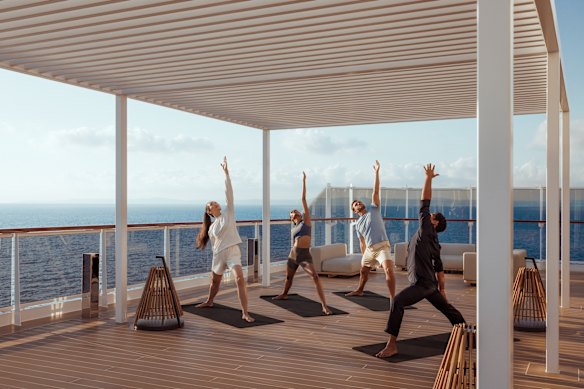 A cruise with Explora includes frequent yoga sessions on the deck.