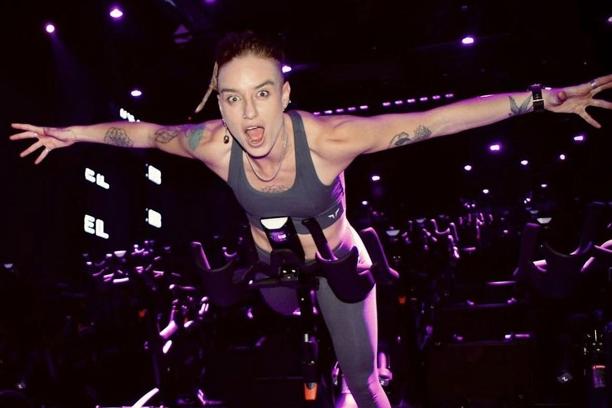 Fitness instructor Laura Storr teaches a spin classCredit: Kennedy News & Media