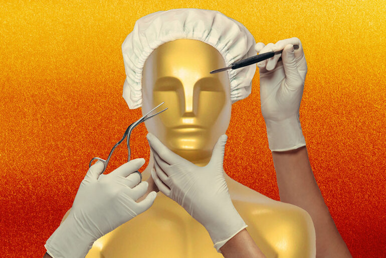 Oscar Statue under going a face lift surgery.