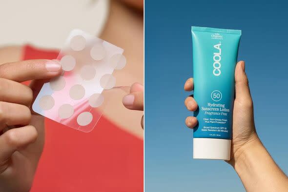 Split image of Mighty Patch pimple patches and COOLA SPF