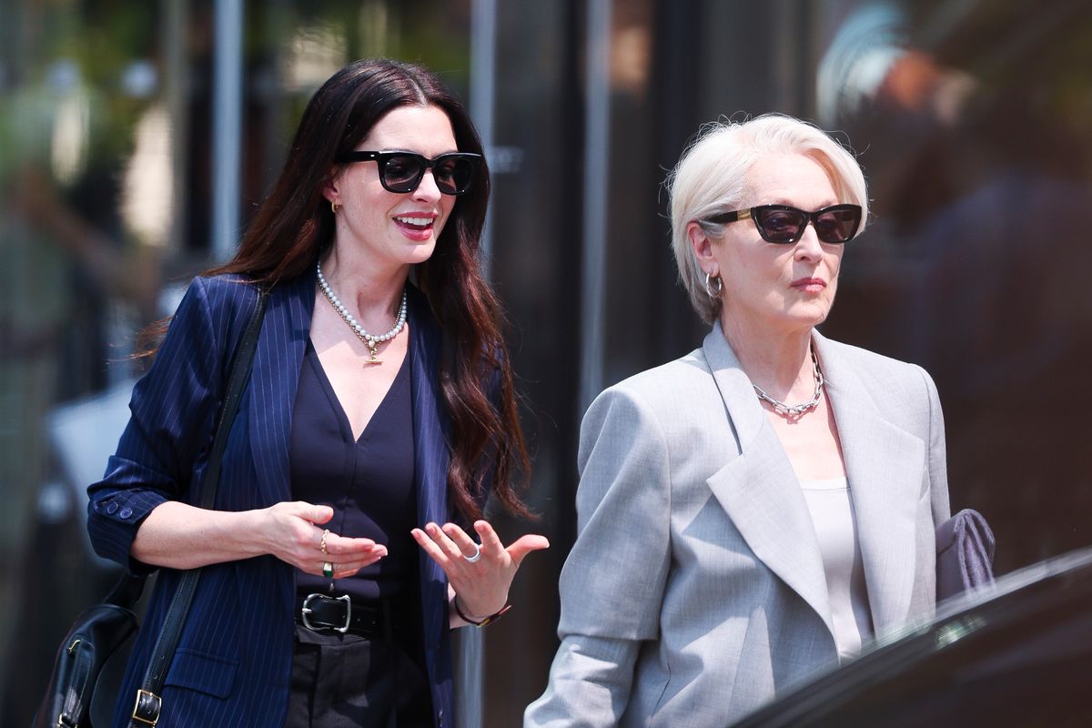 Meryl Streep and Anne Hathaway are seen on the set of "The Devil Wears Prada 2" 