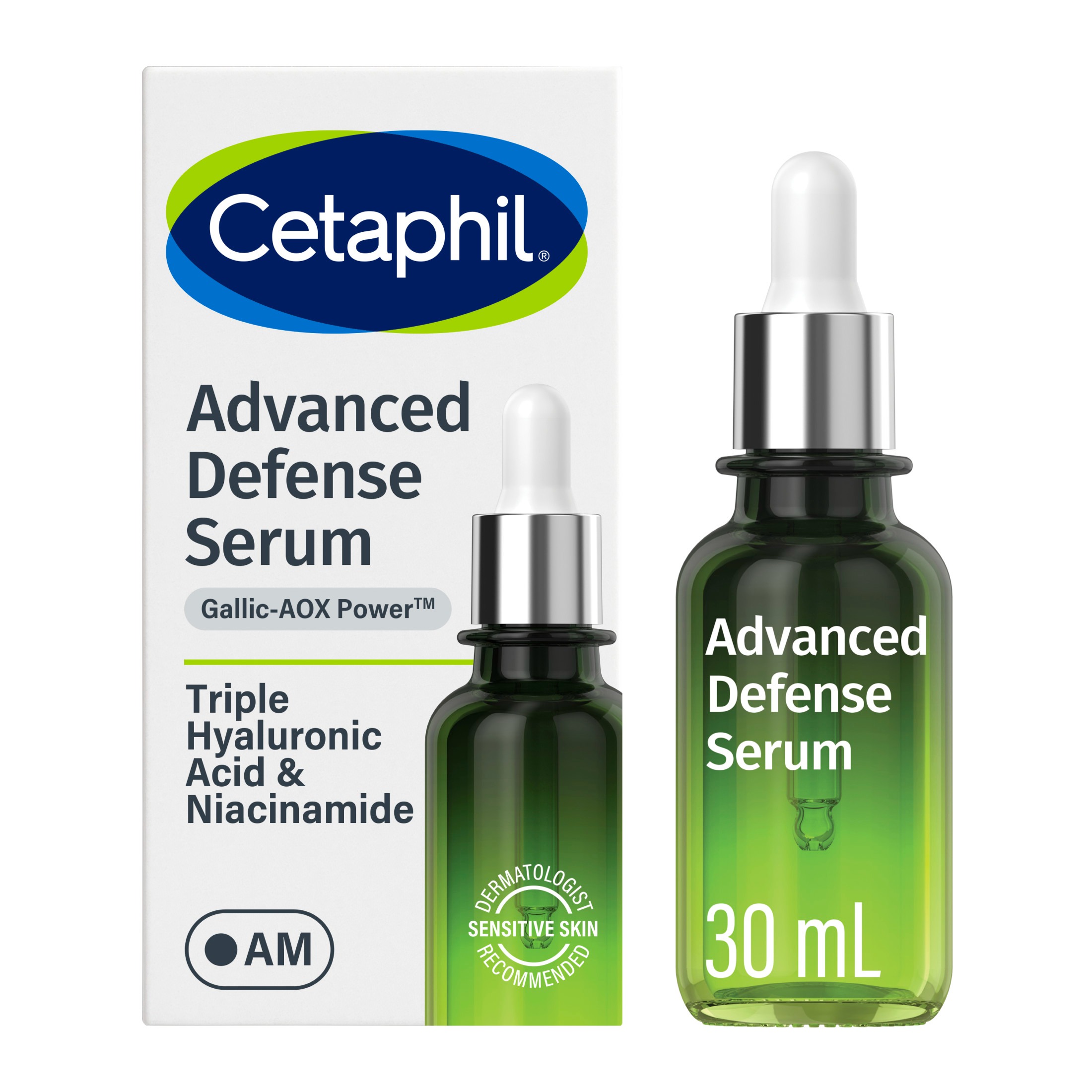 Cetaphil, Cetaphil Advanced Defense Serum | Am Face Serum for Stressed Sensitive Skin | 1 Fl Oz Dropper Bottle | Gallic Acid & Vitamin E