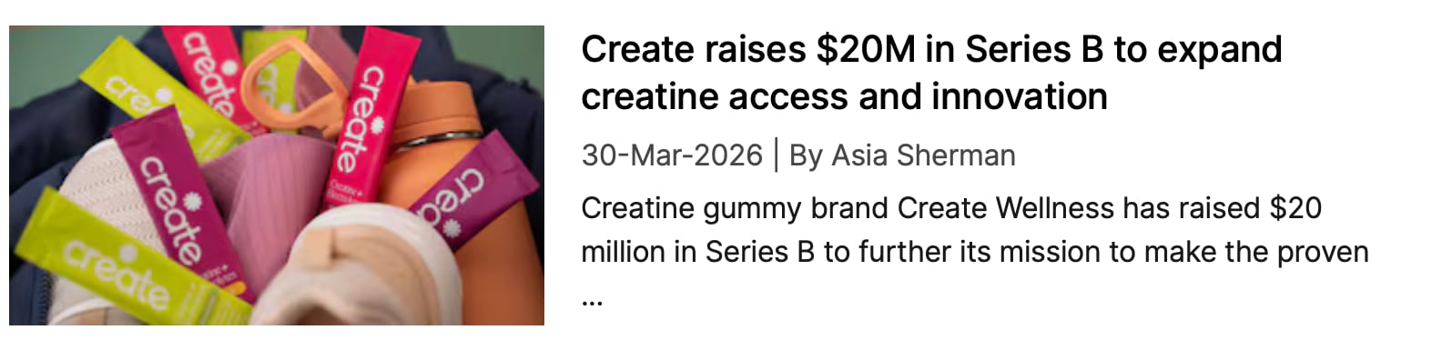 Create Wellness SeriesB funding