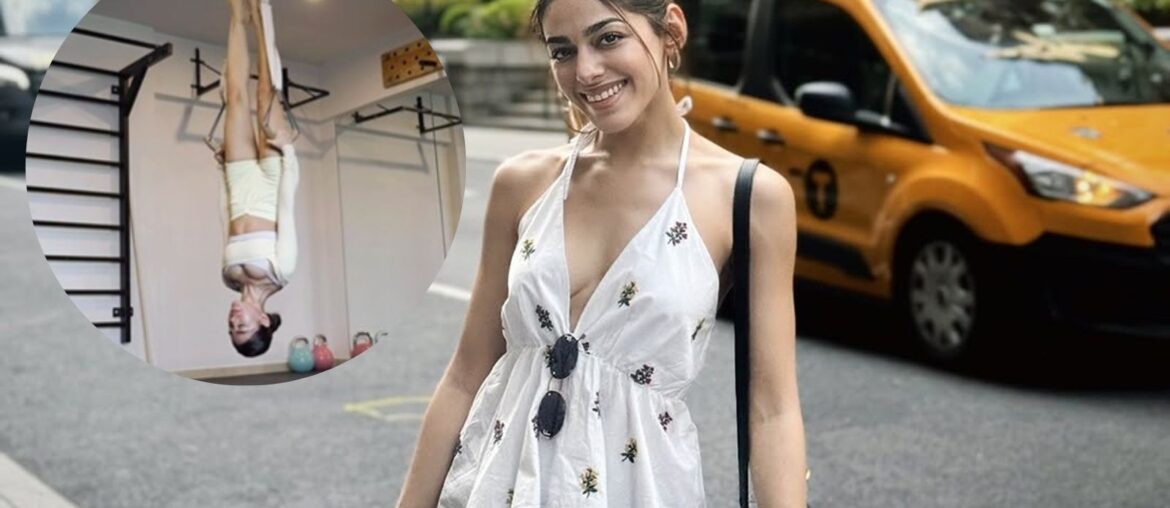 Alaya F does aerial yoga