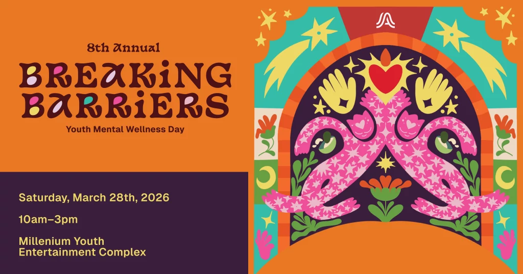 8th Annual Breaking Barriers Youth Mental Wellness Day, Saturday, March 28th, 2026. 10am-3pm. Millenium Youth Entertainment Complex.