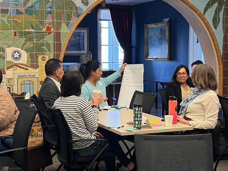 Gabriella Garcia, executive director of Storyteller, works with planning group to develop new wellness dashboard for residents and organizations in Santa Barbara County. (Santa Barbara Foundation)